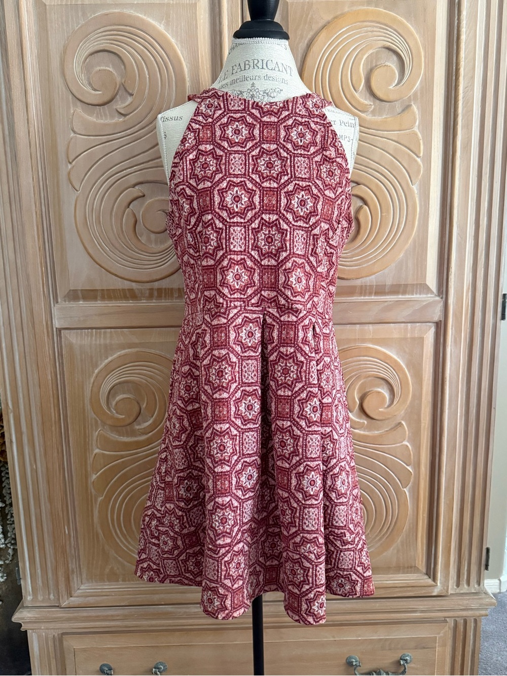 Pretty Red & Pink Halter Fit-and-Flare Mini Dress Size XL